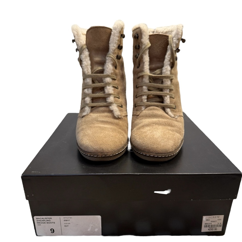 J Crew Macalister Shearling Wedge Boots- 9